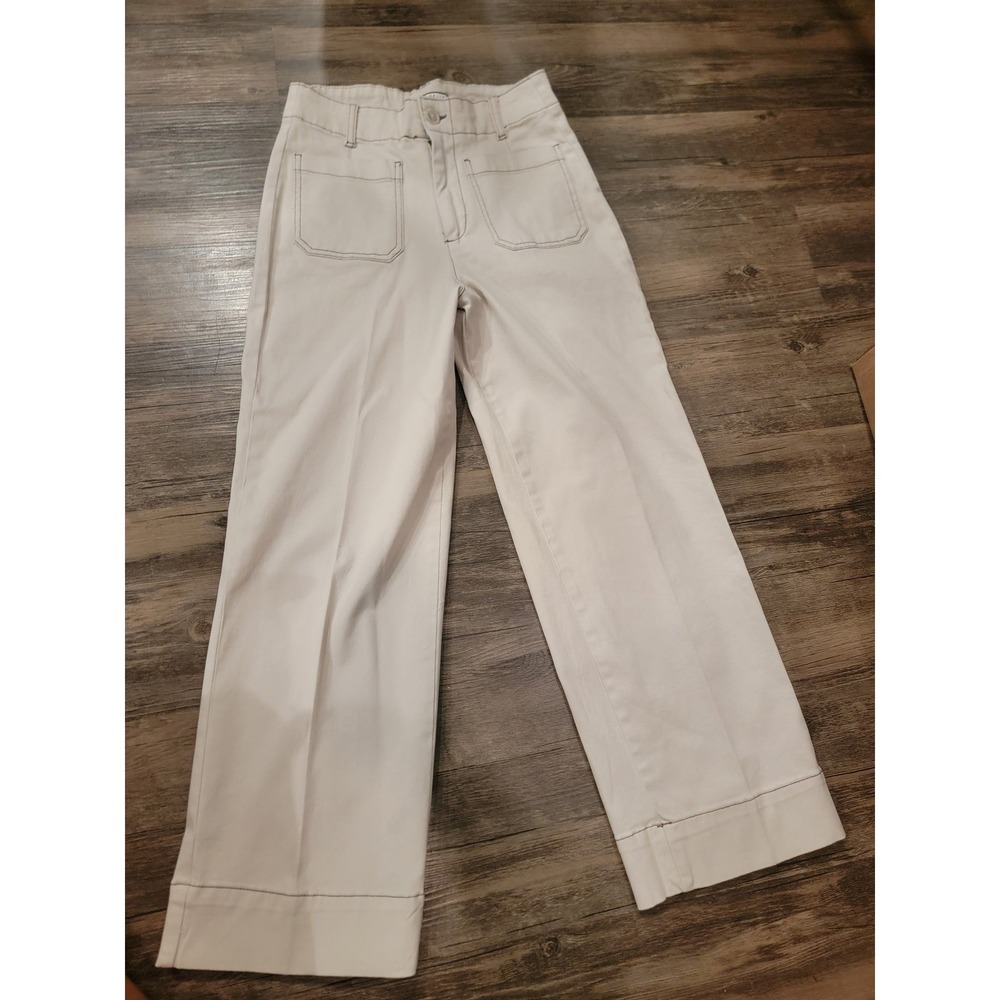 Bagatelle Collection Off White Wide Leg Contrast Stitch Utility Pants Size 4